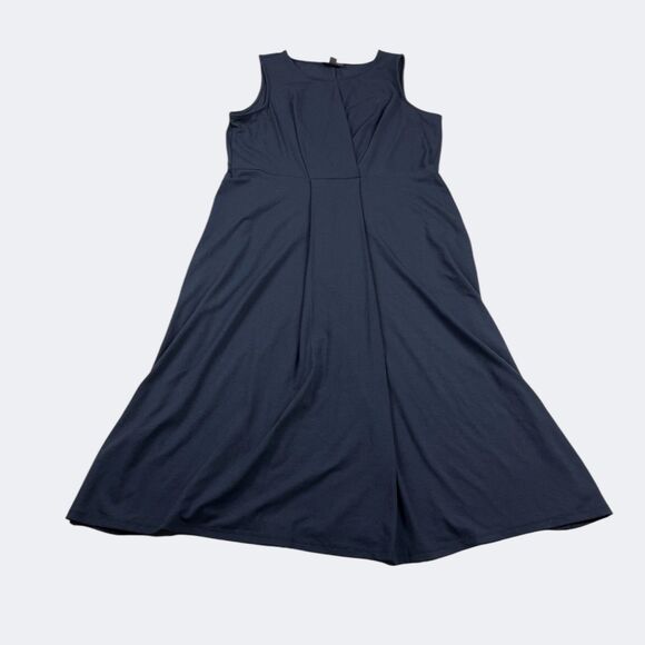 J.Jill Wearever Sleeveless Midi Dress Navy Blue Travel Knit Minimalist NWT SP - Picture 1 of 11